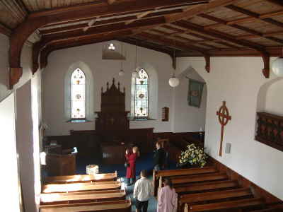 A view of the Nave from above showing it in the configuration of the old pews